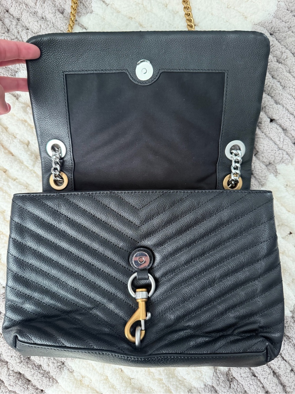 NWT Rebecca Mincoff Edie Flap Shoulder bag with gold and silver - Picture 6 of 8